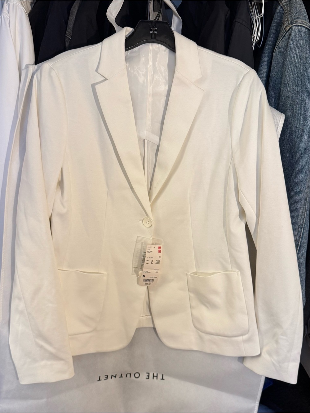 Uniqlo White Women's Soft Jersey Jacket Blazer